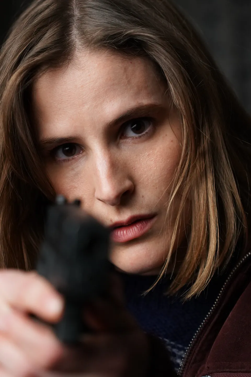 Marine Krischer sur le tournage de Meurtres à Soissons.