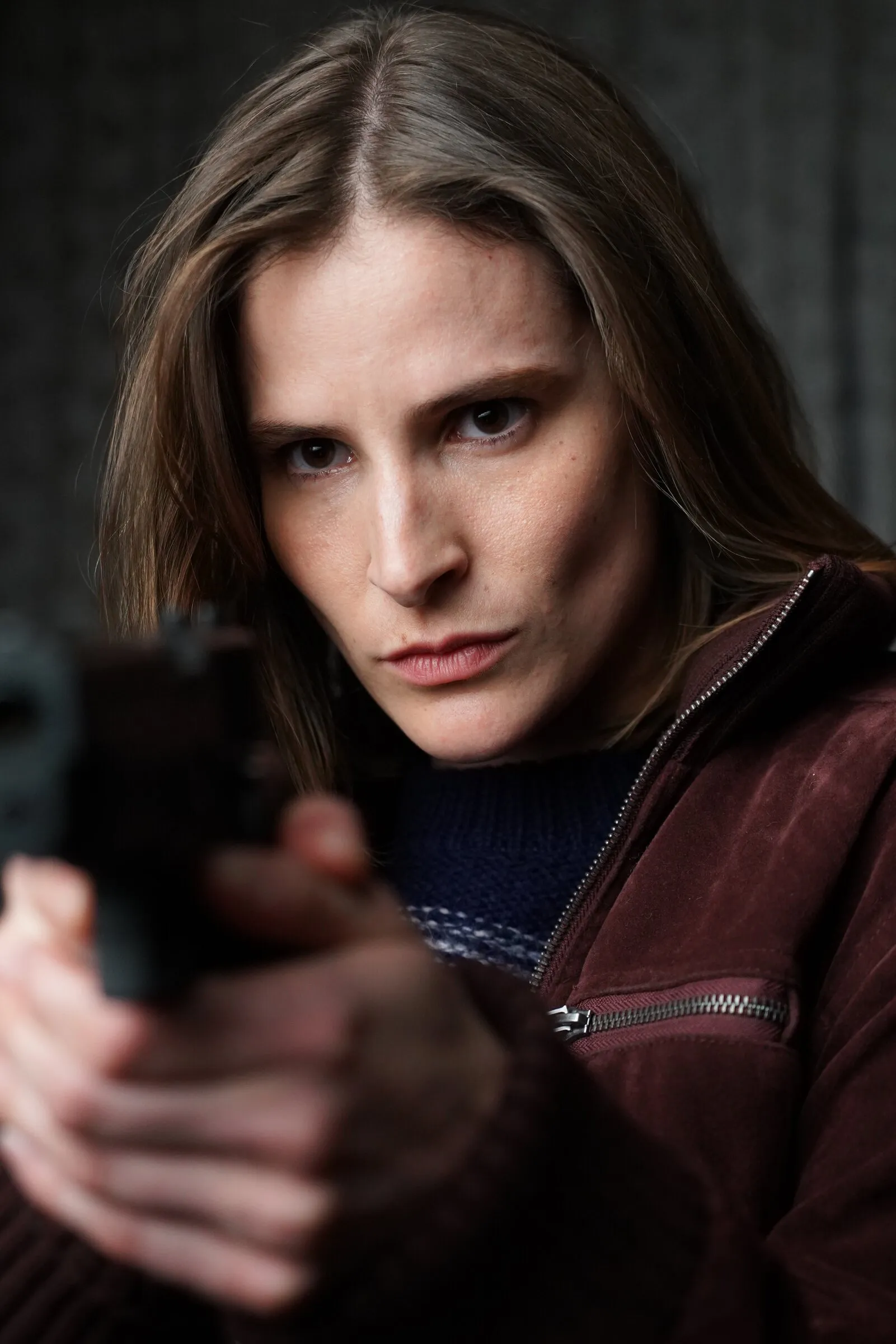 Marine Krischer sur le tournage de Meurtres à Soissons.