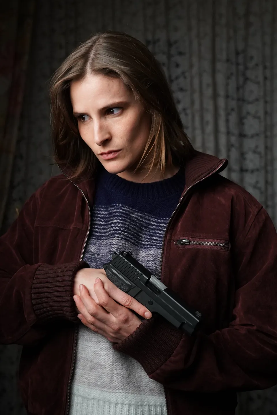 Marine Krischer sur le tournage de Meurtres à Soissons.